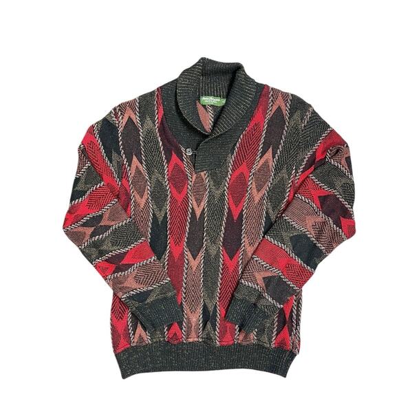 Vtg Norm Thompson Men's M Multicolor Coogie Collared Knit Pullover Sweater EUC - Picture 1 of 4
